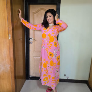 Mirror Lilac And Orange Kurta Set