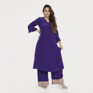 Purple Kurta Set Bottom And Pocket Detailing