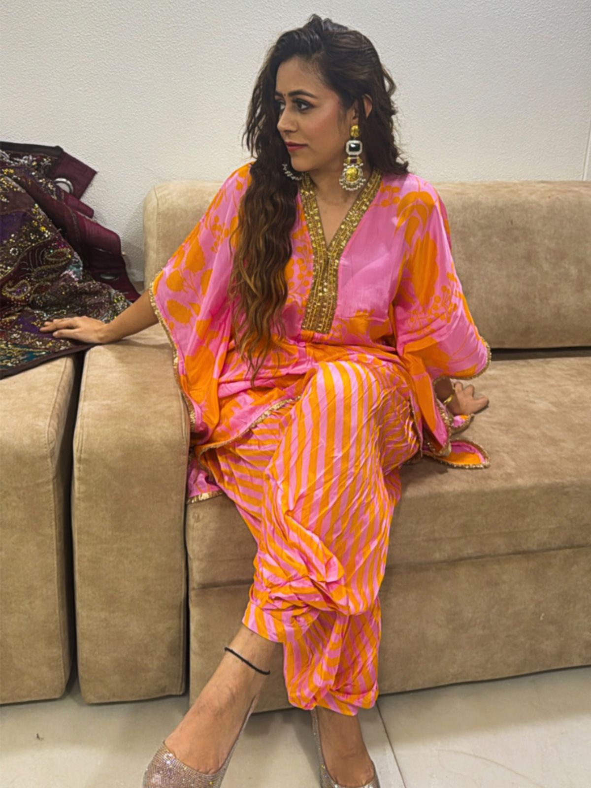 Pink And Orange Kaftan Set - Image 7