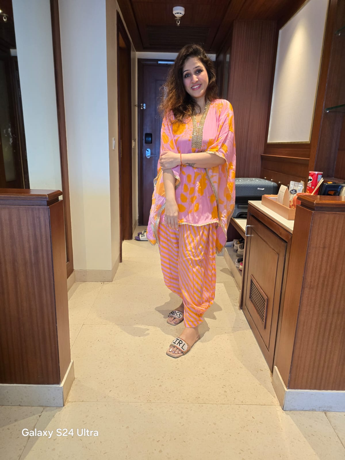 Pink And Orange Kaftan Set - Image 2