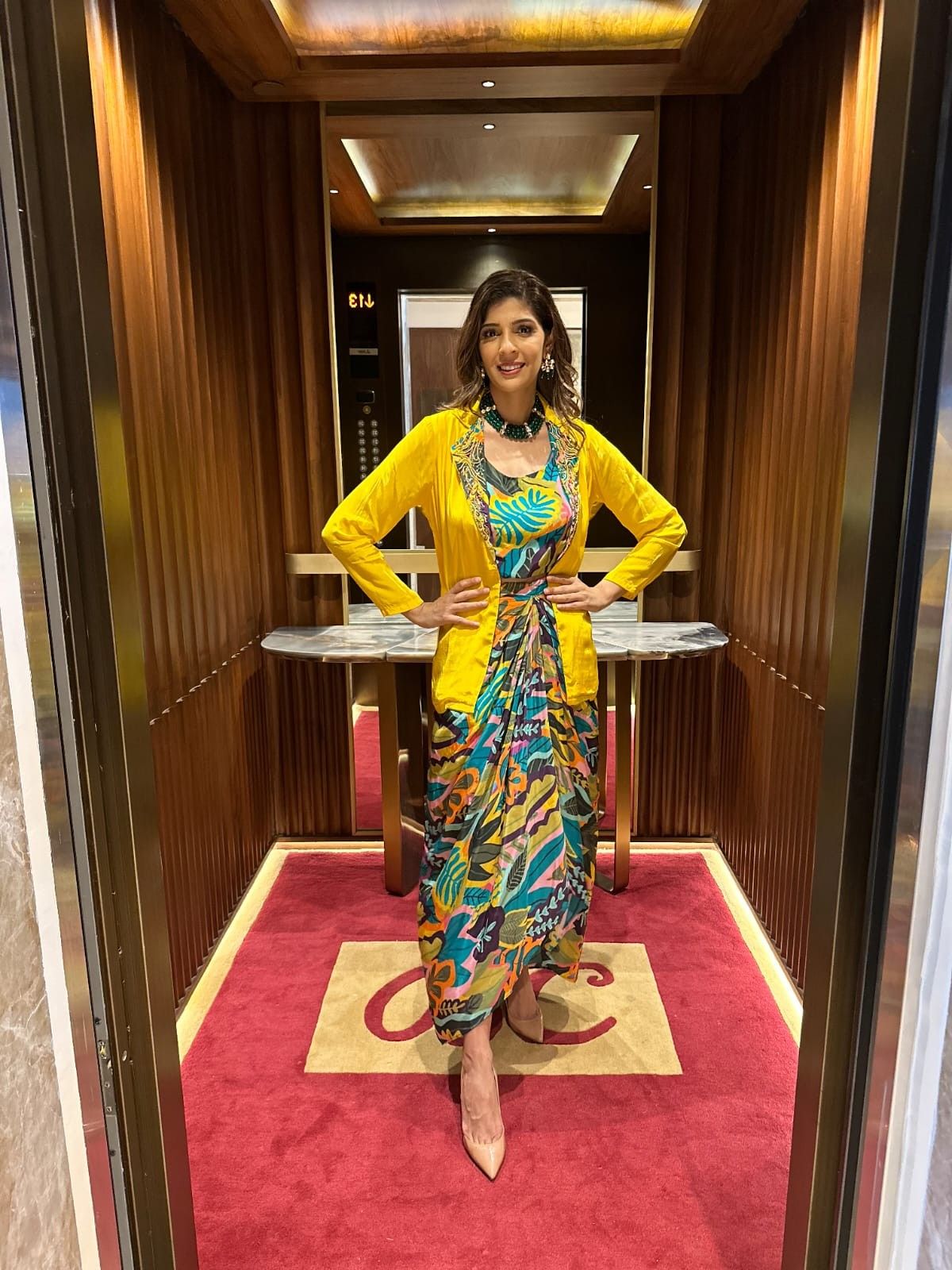 Yellow Blazer Skirt Three Piece Set