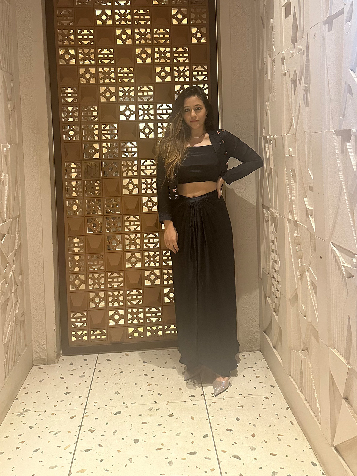 3d Black Skirt Set