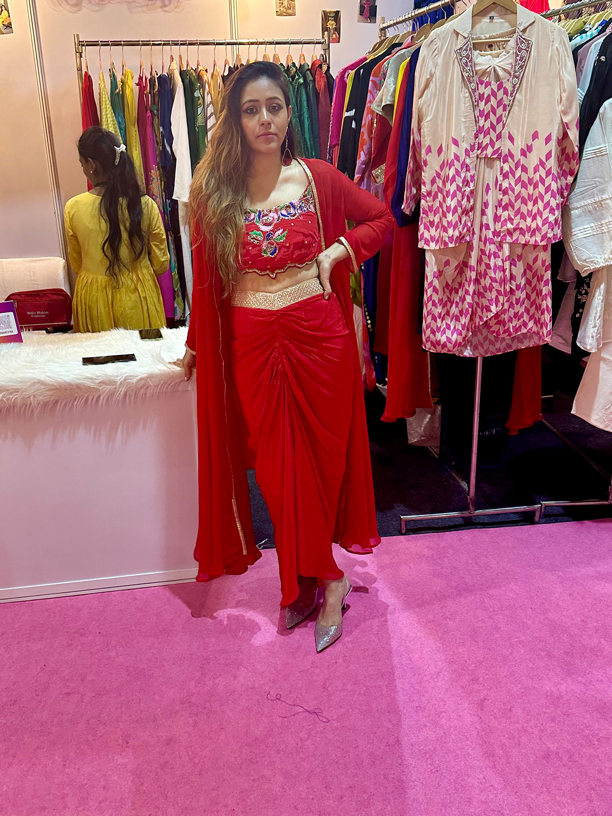 Red Three Piece Skirt Set - Image 5