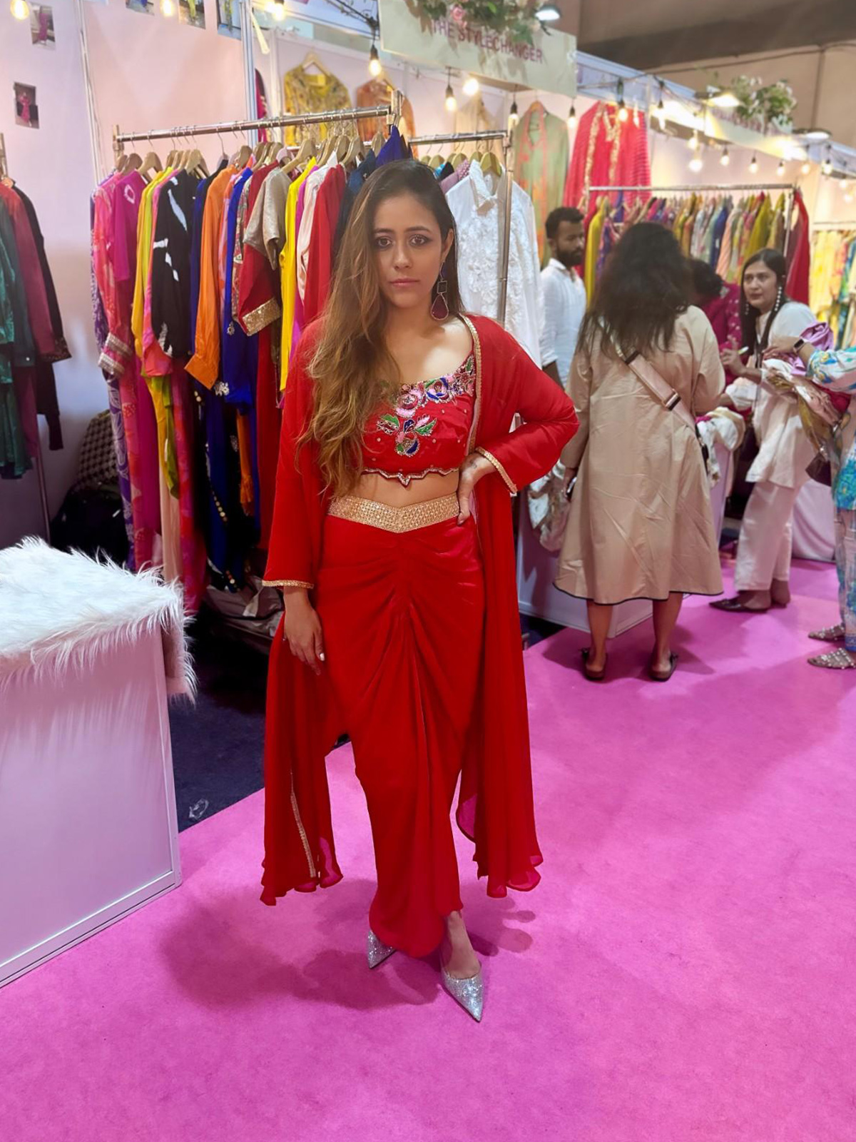 Red Three Piece Skirt Set - Image 2
