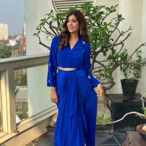 Blue Dhoti Skirt Set