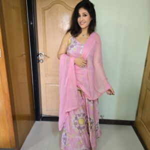Pink One Strip Sharara Set