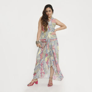 Blue and Pink Skirt Set