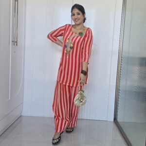 Red Stripe Kurta set