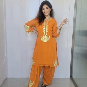 Orange patchwork kurta