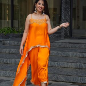 Orange slinglet kurta set