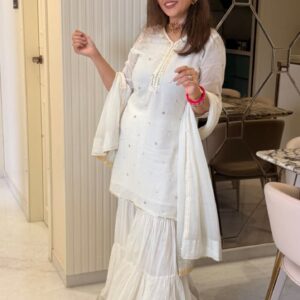 White Mul cotton sharara set